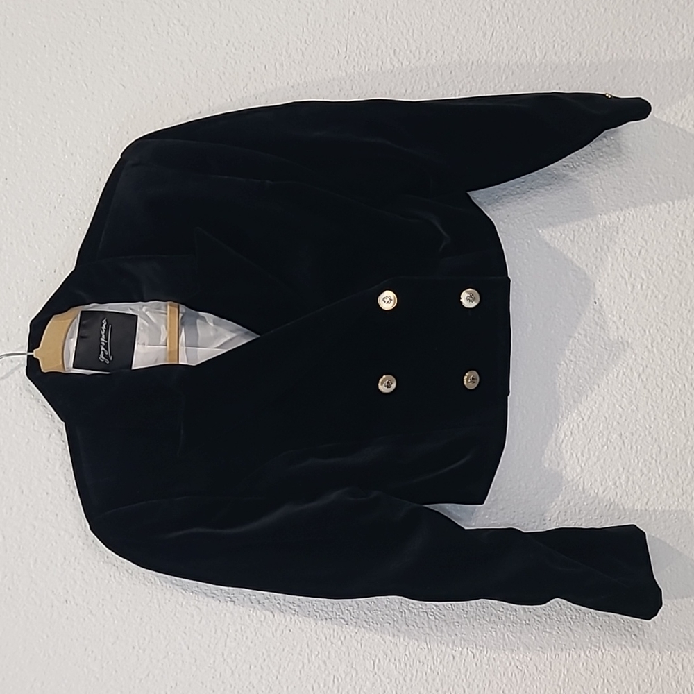 Vintage Georges Marciano black velvet crop blazer jacket size 6